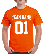 Load image into Gallery viewer, Custom T-Shirt Jersey | Adult Sizes | Add Your Team Name & Number| Unisex, 100% Cotton Orange