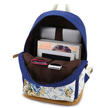 Load image into Gallery viewer, FLYMEI Floral Backpack for Women, Blue Bookbags for Women, Cute Canvas Backpack for School, Floral Bookbag for Teens, Girl Travel Back Pack, 15 Inch Fashion Backpack for Work