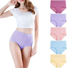 Load image into Gallery viewer, wirarpa Women's Cotton Underwear High Waist Briefs Full Coverage Panties Ladies Comfortable Underpants 5 Pack Assorted Small