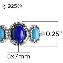 Load image into Gallery viewer, Carolyn Pollack Sterling Silver Turquoise and Blue Lapis Gemstone 3-Stone Ring Size 10