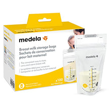 Load image into Gallery viewer, Medela Breast Milk Storage Bags, 100 Count, Ready to Use Breastmilk Bags for Breastfeeding, Self Standing Bag, Space Saving Flat Profile, Hygienically Pre-Sealed, 6 Ounce