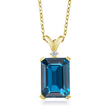 Load image into Gallery viewer, Gem Stone King London Blue Topaz and White Diamond 18K Yellow Gold Plated Silver Pendant Necklace 8.52 Cttw with 18 Inch Chain