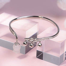 Load image into Gallery viewer, Jewever Lily of the Valley 925 silver bracelet with original romantic natural white jade flower adjustable ladies' jewelry gift