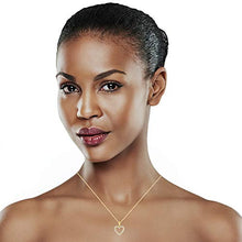 Load image into Gallery viewer, Brilliant Expressions 10K Yellow Gold 1/4 Cttw Conflict Free Diamond Open Heart Pendant Necklace (I-J Color, I2-I3 Clarity), Adjustable Chain 16-18 inch