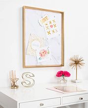 Load image into Gallery viewer, Kate and Laurel Calter Framed Decorative Magnetic Bulletin Board with Classic Glam Cararra Marble Design, 21.5x27.5, Gold