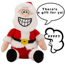 Load image into Gallery viewer, Simply Genius Farting Santa Claus: Animated Christmas Character, 8” Stuffed Plush Santa with Sound, Vibrations and Farts, Pull Santa’s Finger to Speak, Vibrate and Fart