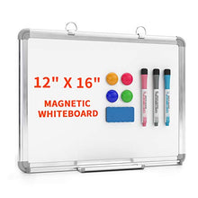 Load image into Gallery viewer, Small Dry Erase White Board 16" x 12" Magnetic Hanging White Board for Wall Portable Mini Whiteboard for Kids, Students & Teachers