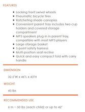 Load image into Gallery viewer, Baby Trend Navigator Double Jogger Stroller, Tropic