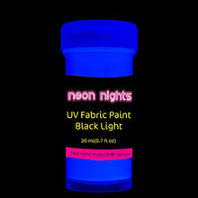 Load image into Gallery viewer, Fabric & Textile UV Paint Set | Set of 8 Neon Black Light Glow Paints | Fluorescent Clothing Colors | Glowing Fabric Paints