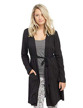 Load image into Gallery viewer, Motherhood Maternity Women's Maternity Tie Front Nursing Robe with Lace Trim Sleeve, Black, Large/Extra Large