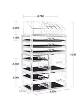Load image into Gallery viewer, DreamGenius Makeup Organizer 4 Pieces Acrylic Makeup Storage Organizer Box with 9 Drawers for Lipstick Jewerly and Makeup Brushes, Stackable Cosmetic Display Cases for Dresser and Bathroom Countertop