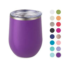 Load image into Gallery viewer, Maars Bev Stainless Steel Stemless Wine Glass Tumbler with Lid, Vacuum Insulated 12 oz Cup | Spill Proof, Travel Friendly, Fun Cocktail Drinkware - Purple