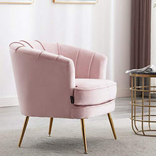 Load image into Gallery viewer, Artechworks Modern Velvet Barrel Chair Accent Armchair with Golden Legs for Living Room Bedroom Home Office, Channel Tufted Back Club Chair, Pink