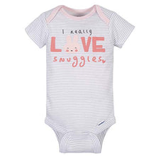 Load image into Gallery viewer, GERBER Baby Girls 4-Pack Short Sleeve Onesies Bodysuits, Pink Bunnies, 0-3 Months