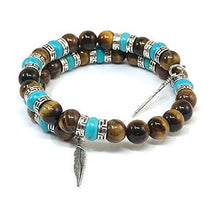 Load image into Gallery viewer, Tiger Eye Turquoise Southwestern Bangle Bracelet for Men & Women