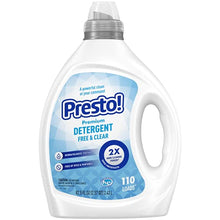 Load image into Gallery viewer, Amazon Brand - Presto Concentrated Liquid Laundry Detergent, Free & Clear, Hypoallergenic, Free of Perfumes Clear of Dyes, 110 Loads, 82.5 Fl Oz