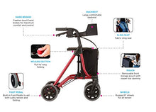 Load image into Gallery viewer, NOVA Medical Products NOVA Forte Rollator Walker, 20" Seat Height, Easy to Fold and Carry Rolling Walker, Red, 4320RD
