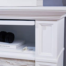 Load image into Gallery viewer, SEI Furniture Jacksdale Faux Stone Accent Electric Hidden Media Shelf Fireplace, White