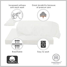 Load image into Gallery viewer, Threadmill Home Linen 600 Thread Count Queen Bed Sheets Set - 100% Extra-Long Staple Cotton Sheets for Queen Size Bed with Deep Pocket, Luxury 4 Piece Bedding Set, Smooth Solid Sateen Weave, White