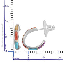 Load image into Gallery viewer, SANTA FE Style 925 Sterling Silver Purple Turquoise Southwest Hoops Hoop Earrings Jewelry Gift for Women