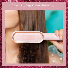 Load image into Gallery viewer, TYMO Ring Pink Hair Straightener Brush – Hair Straightening Iron with Built-in Comb, 20s Fast Heating & 5 Temp Settings & Anti-Scald, Perfect for Professional Salon at Home