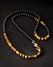 Load image into Gallery viewer, Jewever Long Tiger Eye Black Obsidian Chain Necklaces Healing Crystals Good Luck Charms Mothers Day Necklace Gifts for Women Strand Jewelry