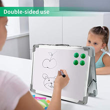 Load image into Gallery viewer, FDAUY Small Dry Erase Board, Magnetic White Board for Kids and Students Portable Mini Whiteboard Easel with Markers Magnets Double-Sided Foldable Desktop Memo Board for School Home Office (16" x 12")