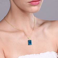 Load image into Gallery viewer, Gem Stone King London Blue Topaz and White Diamond 18K Yellow Gold Plated Silver Pendant Necklace 8.52 Cttw with 18 Inch Chain