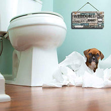 Load image into Gallery viewer, Printed Wood Plaque Sign Wall Hanging Welcome Sign Please Seat yourself Wall Art Sign Size 11.5" x 6" (Blue-Black)