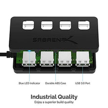 Load image into Gallery viewer, Sabrent 4-Port USB 3.0 Hub with Individual LED Lit Power Switches, Includes 5V/2.5A Power Adapter (HB-UMP3)
