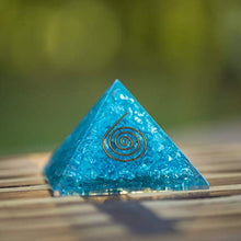 Load image into Gallery viewer, Orgone Pyramid – Emf Protection Anxiety Relief Crystals and Healing Stones Aquamarine Energy Generator Chakra Healing Crystals Handmade Orgonite Pyramid for – Sleep Aid Smudge Kit Reiki Supplies