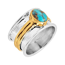 Load image into Gallery viewer, Silpada 'Baikal' Compressed Copper Turquoise Ring in Sterling Silver & Gold Plate