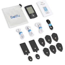 Load image into Gallery viewer, Belifu Dual Channel TENS EMS Unit 24 Modes Muscle Stimulator for Pain Relief Therapy, Electronic Pulse Massager Muscle Massager with 10 Pads, Dust-Proof Drawstring Storage Bag,Fastening Cable Ties…