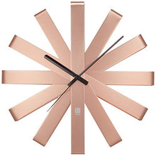 Load image into Gallery viewer, Umbra 118070-880 Ribbon Modern 12-inch, Battery Operated Quartz Movement, Silent Non Ticking Wall Clock, Copper
