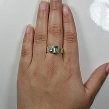 Load image into Gallery viewer, 55Carat Genuine Green Amethyst Ring for Men Silver Band Rectangle Shape Feburary Birthstone Pcs Size 4-13