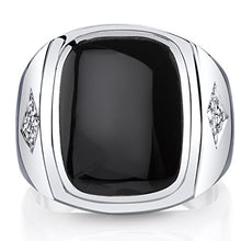 Load image into Gallery viewer, Mens Cushion Cut Onyx Knight Ring Sterling Silver Size 11