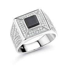 Load image into Gallery viewer, Gem Stone King Men's 925 Sterling Silver White and Black Ring (1.37 Carat) (Size 10)