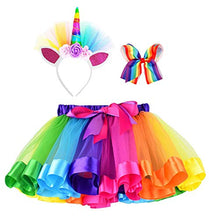 Load image into Gallery viewer, Simplicity Rainbow Tutu for Girls Princess Tutu Layered Tulle Dress up Toddler Tutu Skirt Unicorn Tutu with Headband Hair Bow