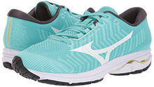 Load image into Gallery viewer, Mizuno Women's Wave Rider 23 WAVEKNIT Running Shoe, Blue Turquoise- White, 9.5 B