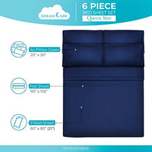 Load image into Gallery viewer, 6 Piece Extra Deep Pocket Sheets Microfiber Sheets Bed Sheets Bedding Sets Queen Size, Navy Blue