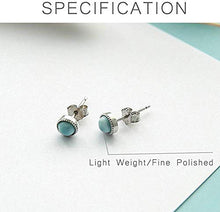 Load image into Gallery viewer, Women Larimar Stud Earrings SterlingSilver Jewelry Handmade Natural Blue Gemstone Earrings for Women and Girl