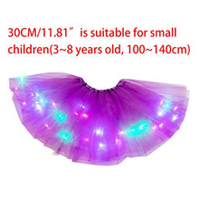 Load image into Gallery viewer, Star Sequins Layered Tutu Skirt with LED Lights, Neon Light Up LED Tutu Mini Skirt Elastic Dress for 3-12 Years Kids Girls