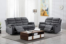 Load image into Gallery viewer, Kingway Modern Fabric 3pcs Reclining Set for Living Rooms Upholstered Manual Motion Couches Sofas, 3+2 SEAT, Gray