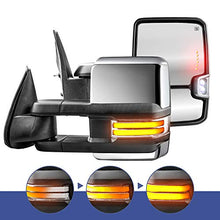 Load image into Gallery viewer, MOSTPLUS Power Heated Towing Mirrors Compatible for Chevy Silverado Suburban Tahoe GMC Serria Yukon 1999-2002 with Sequential Turn light, Parking Lamp, Running Light(Set of 2) (Chrome)