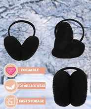 Load image into Gallery viewer, Simplicity Black Ear Muffs For Winter Men Warm Ear Warmers for Women Faux Furry Winter Ear Muffs Foldable Earmuffs for Women Winter Camping Outdoor Sports, Black