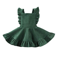 Load image into Gallery viewer, Karuedoo Baby Girls Velvet Suspender Skirt Infant Toddler Ruffled Casual Strap Sundress Summer Outfit Clothes (2-3T, Green 2(Velvet))