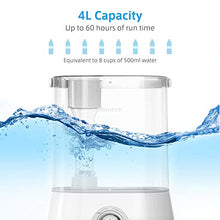 Load image into Gallery viewer, Homech Quiet Ultrasonic Humidifier,Cool Mist Humidifiers for Bedroom Home Baby (4L/1.06 Gallon) 12-60 Hours,Easy to Clean, 360° Nozzle,Waterless Tank Removal Auto Shut-Off (White)
