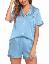 Load image into Gallery viewer, Ekouaer Silk Satin Pajamas for Women Shorts Sleepwear Set Summer Plus Size Nightwear Pajamas Set (Baby Bule,XXL)