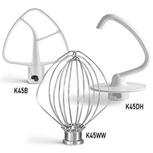 Load image into Gallery viewer, Primeswift K45DH Dough Hook K45B Flat Beater K45WW Wire Whip 3 Pieces 5 Quart Kitchen Mixer Replacement