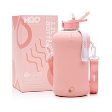 Load image into Gallery viewer, H2O Capsule 2.2L Half Gallon Water Bottle with Storage Sleeve and Covered Straw Lid – BPA Free Large Reusable Drink Container with Handle - Big Sports Jug, 2.2 Liter (74 Ounce) Rose Quartz